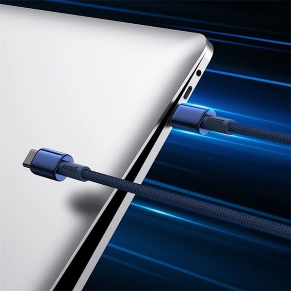 Baseus USB-C–USB-C-kaapeli 100W 1m Tungsten Gold - Laivastonsininen