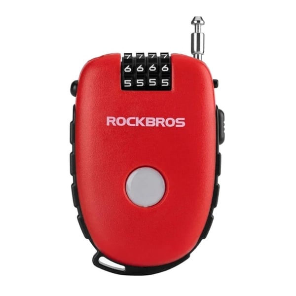 Rockbros Cykellås Med Indragbar Kabel - Röd Rockbros Cykellås Med Indragbar Kabel - Röd