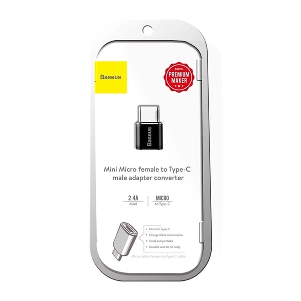 Baseus Mini Micro-USB til USB-C Adapter - Sort