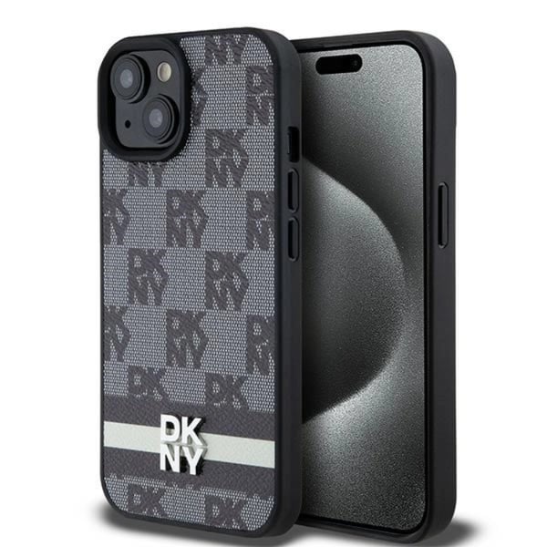 DKNY Mobilskal till iPhone 15/14/13 Läder Checkered Mono Pattern