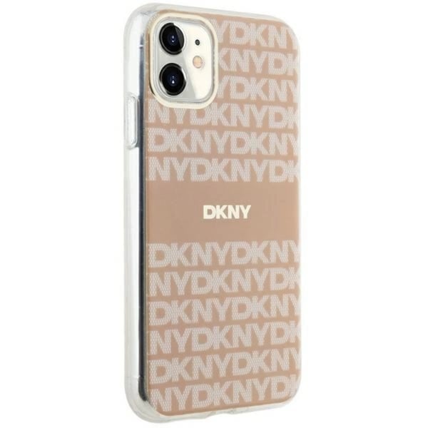 DKNY Telefontaske til iPhone 11/XR Magsafe IML Mono & Stripe - Lyserød