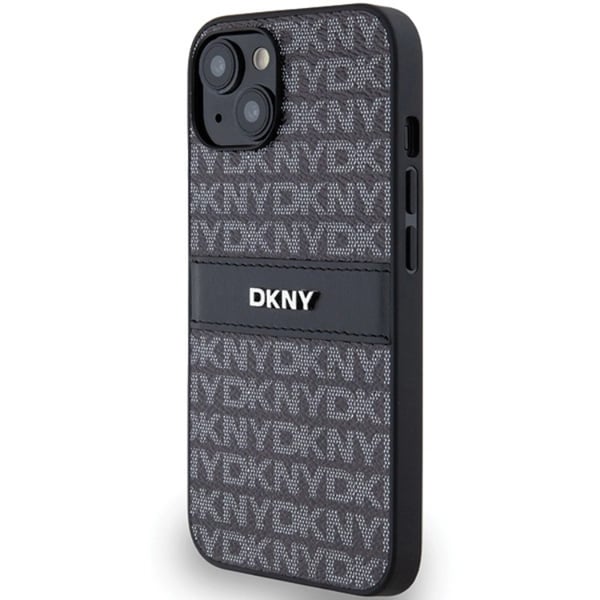DKNY Telefontaske til iPhone 15/14/13 Læder Mono Stripe & Metal Logo - Sort