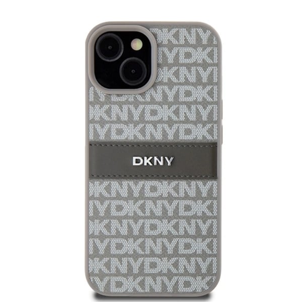 DKNY Telefontaske til iPhone 15/14/13 Læder Mono Stripe & Metal Logo - Beige