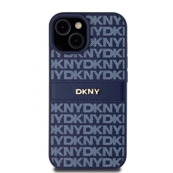 DKNY Telefontaske til iPhone 15/14/13 Læder Mono Stripe & Metal Logo - Blå