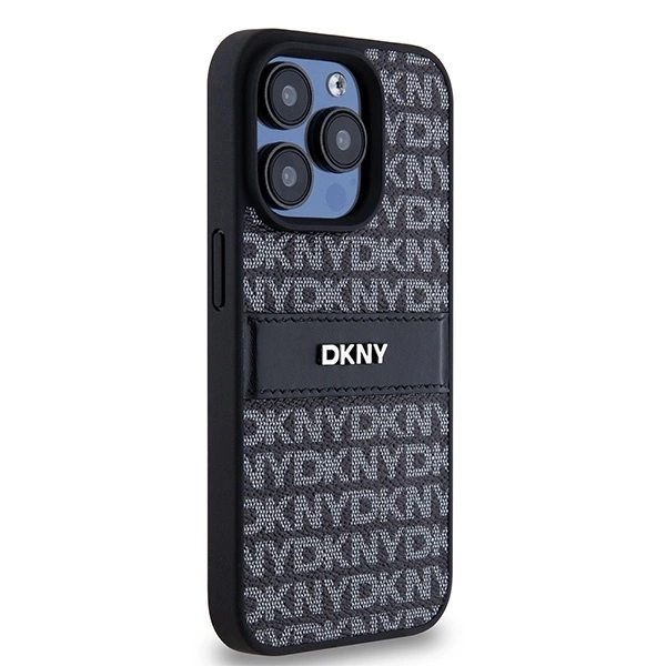 DKNY iPhone 15 Pro Max -kuori nahka Mono Stripe & Metal Logo