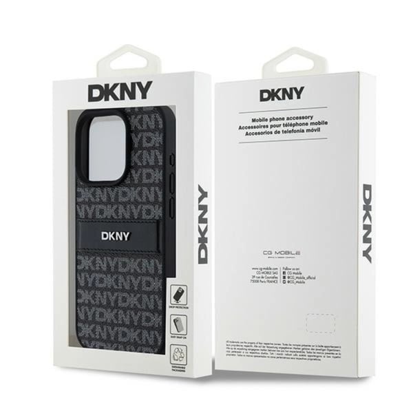 DKNY iPhone 15 Pro Max -kuori nahka Mono Stripe & Metal Logo