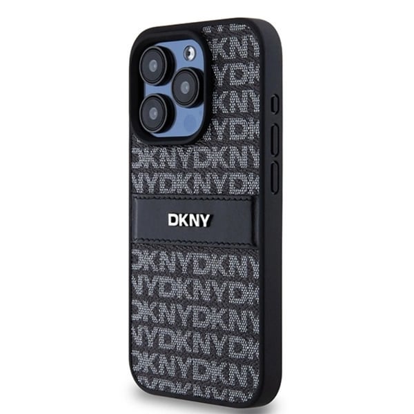 DKNY iPhone 15 Pro Max -kuori nahka Mono Stripe & Metal Logo