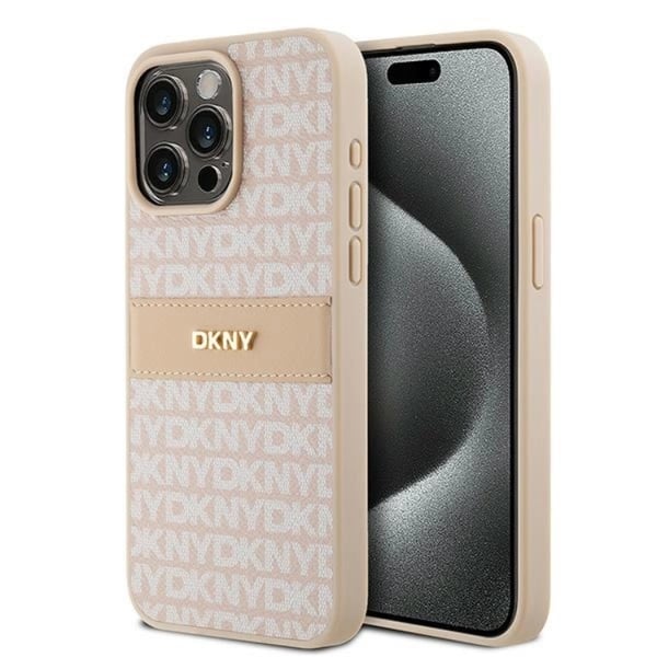 DKNY Mobilskal till iPhone 15 Pro Läder Mono Stripe & Metal Logo