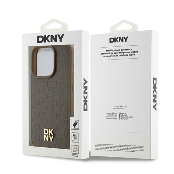 DKNY Mobilskal till iPhone 15 Pro Max Magsafe Läder Pattern Metal Logo