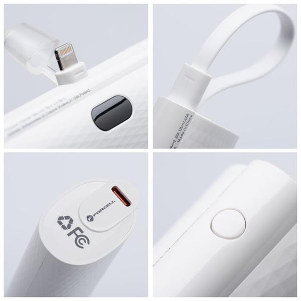 Forcell Powerbank 5000 mAh Lightning PD 20W F5K3 F-ENERGY - Hvid