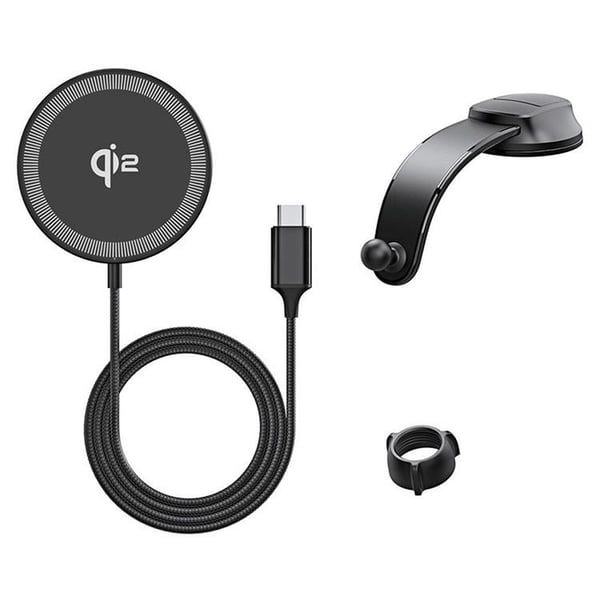 Duzzona Magnetisk Bilholder MagSafe med Trådløs Opladning 15W V4 - Sort