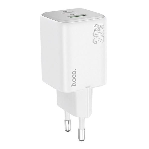 Hoco Vægoplader 1xUSB-C 1xUSB-A 20W N41 - Hvid