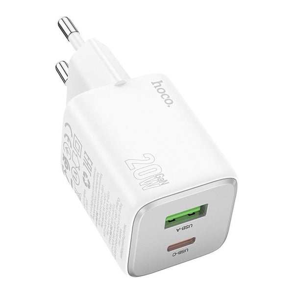 Hoco Vægoplader 1xUSB-C 1xUSB-A 20W N41 - Hvid