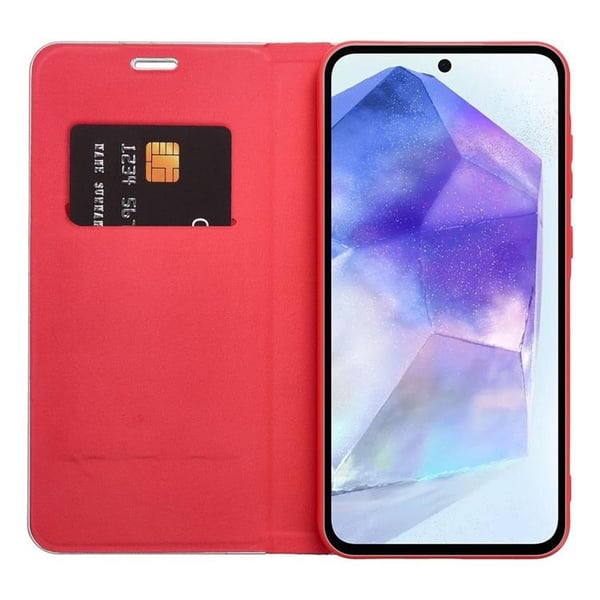 Galaxy A15 Plånboksfodral Luna Carbon - Röd