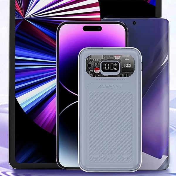 Acefast Powerbank 10000mAh 30W Sparkling Series M1 - Harmaa