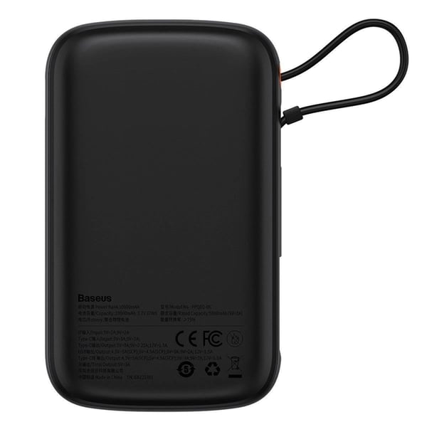 Baseus Powerbank Qpow 10000mAh 22.5W med Indbygget USB-C Kabel - Sort