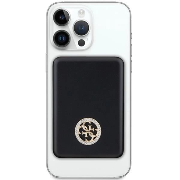 Guess Magsafe Powerbank 5000mAh 15W 4G Strassed Metal Logo - Musta