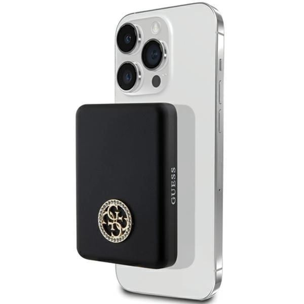 Guess Magsafe Powerbank 5000mAh 15W 4G Strassed Metal Logo - Musta