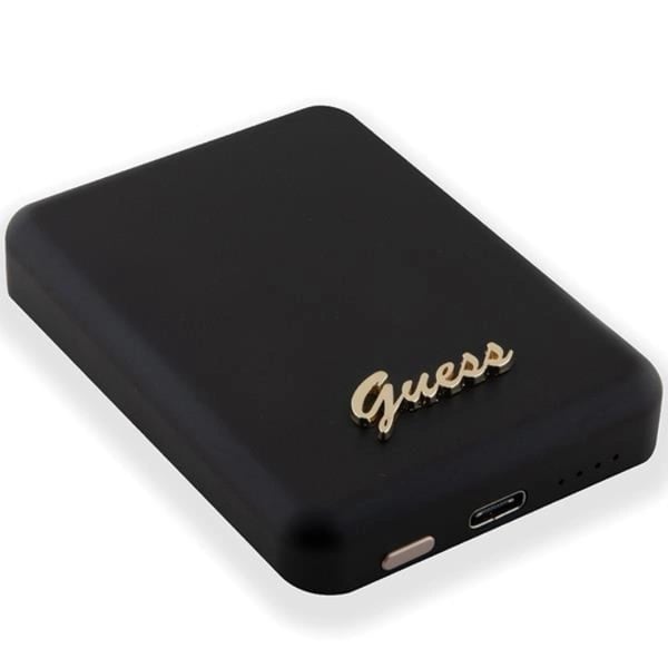 Guess Magsafe Powerbank 5000mAh 15W Metal Script Logo - Svart
