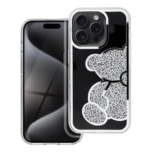 Telefontaske til iPhone 15 Pro Bamse - Sølv