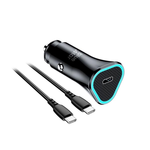 Blue Star Billaddare 20W med USB-C till USB-C Kabel - Svart