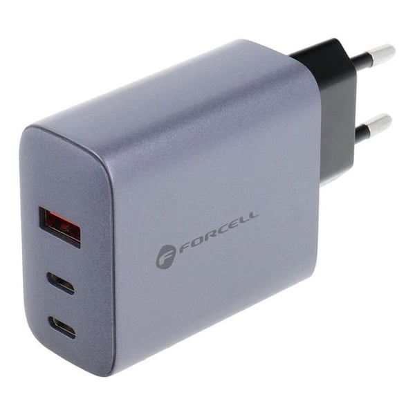Forcell F-Energy GaN -seinälaturi 65W 2xUSB-C 1xUSB-A VT-42B - Harmaa