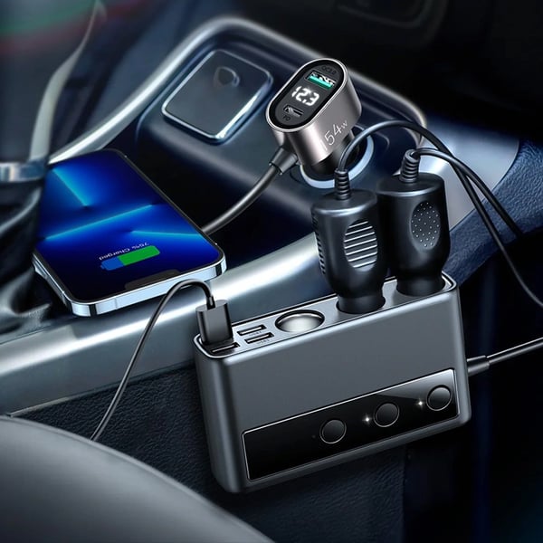 Joyroom 9in1 Billaddare 154W USB-C 5xUSB-A 3xcigarette lighter - Svart