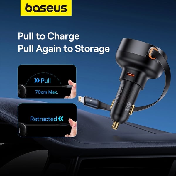 Baseus Biloplader 60W USB-C Til Lightning Enjoyment Pro - Sort