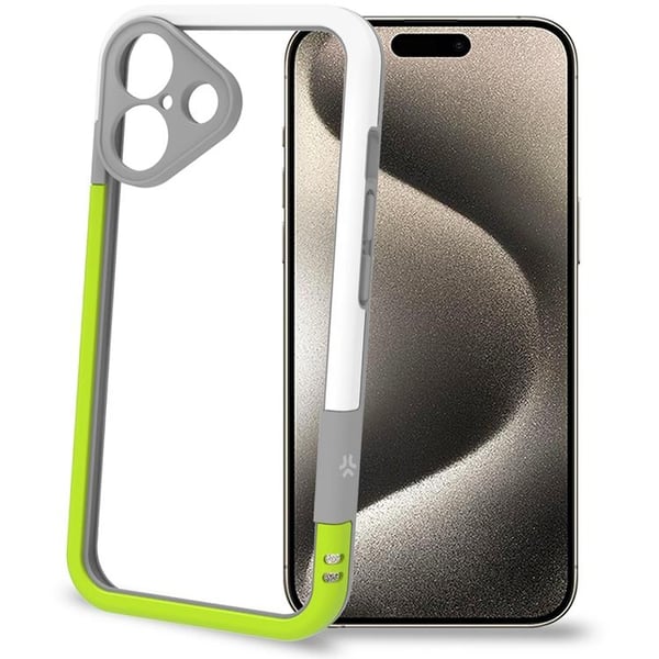 Celly Mobilskal till iPhone 16 Bumper - Vit/Limegrön