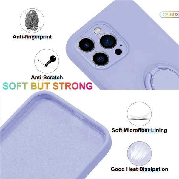 iPhone 16 Plus -silikonikuori sormuksella - violetti