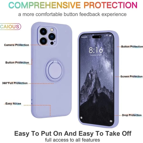 iPhone 16 Plus -silikonikuori sormuksella - violetti