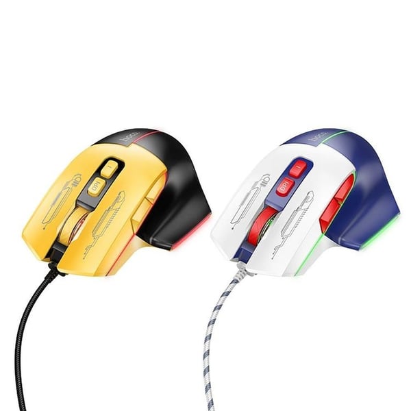 Hoco Wired Gaming Mus USB-A 3600DPI - Svart/Gul