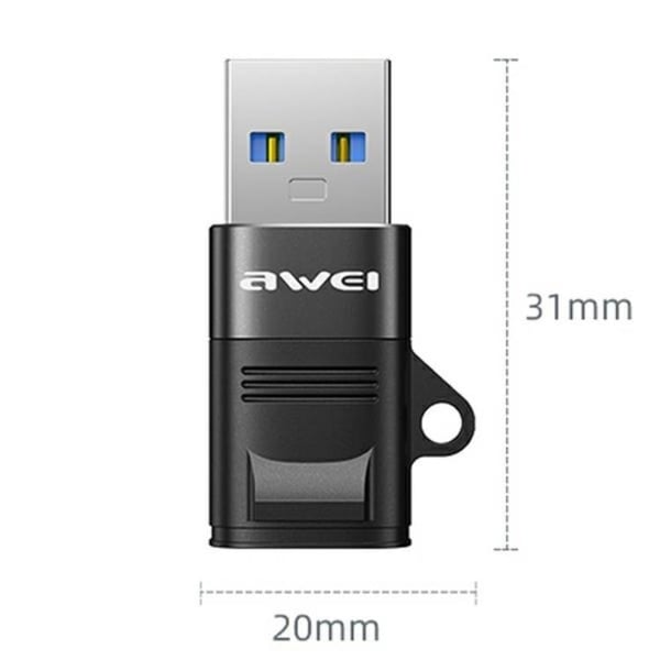 Awei USB-C Till USB-A Adapter CL-13 - Svart