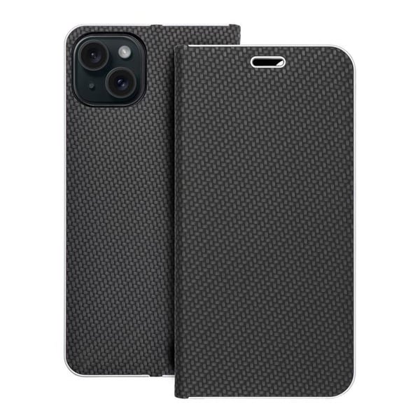 iPhone 16 Plus Lompakkokotelo Luna Carbon - Musta