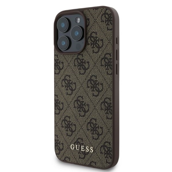 Guess Mobilskal till iPhone 16 Pro 4G Metal Gold Logo - Brun