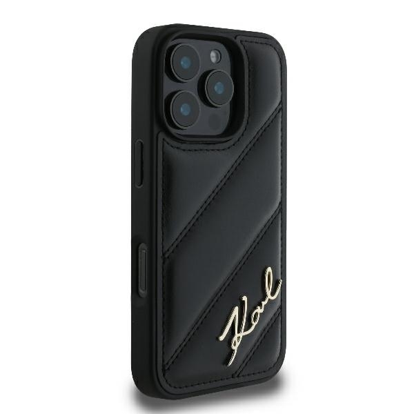 Karl Lagerfeld Telefontaske til iPhone 16 Pro Max Quilted Signature - Sort