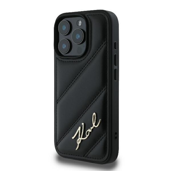 Karl Lagerfeld Telefontaske til iPhone 16 Pro Max Quilted Signature - Sort