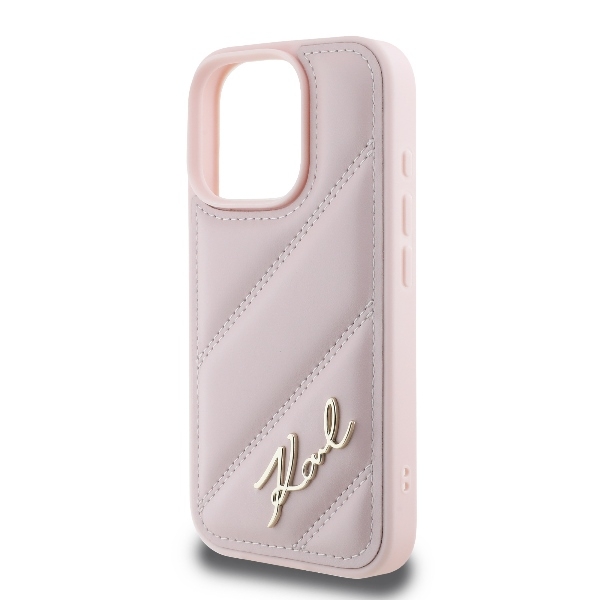Karl Lagerfeld Mobilskal till iPhone 16 Pro Quilted Signature - Rosa