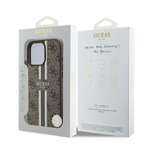 Guess Mobilskal till iPhone 16 Pro Max MagSafe 4G Printed Stripes - Brun