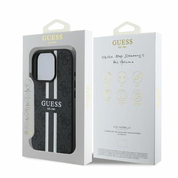Guess Mobilskal till iPhone 16 Pro MagSafe 4G Printed Stripes - Svart