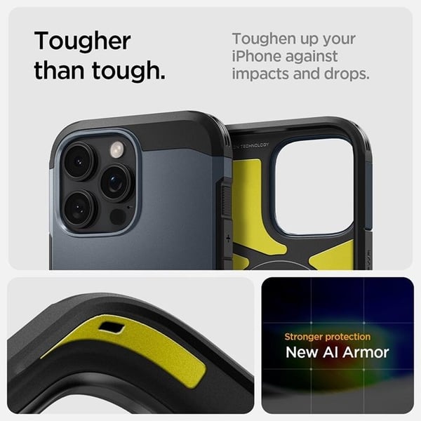 Spigen-puhelinkotelo iPhone 16 Pro Max MagSafe Tough Armor - Metal Slate