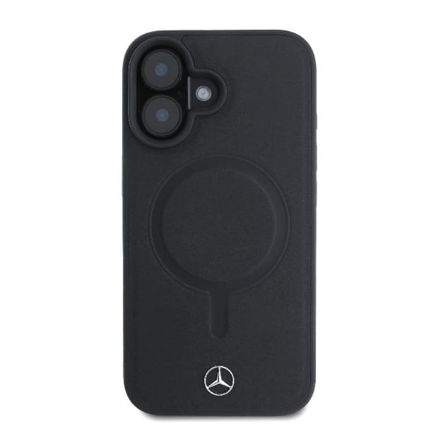 Mercedes Mobilskal till iPhone 16 Magsafe Plain Smooth Läder - Svart