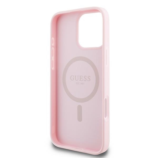 Guess Mobilskal till iPhone 16 Pro MagSafe Grained Ring - Rosa