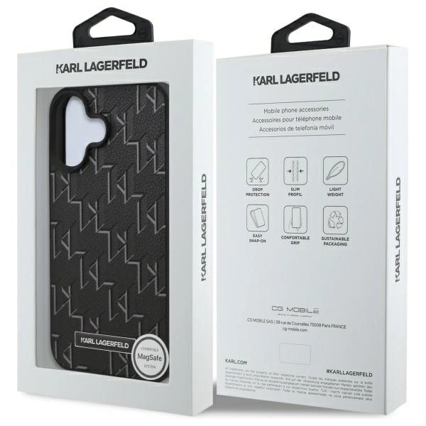 Karl Lagerfeld Mobilskal till iPhone 16 Plus MagSafe Hot Stamp - Svart