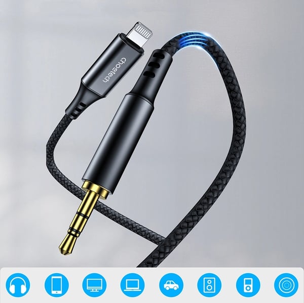 Choetech Lightning till Aux Kabel 2m 3.5 mm mini jack - Svart