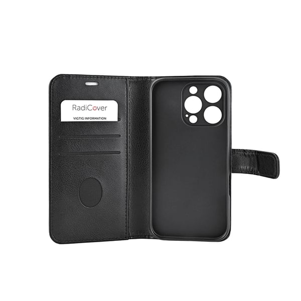 Radicover iPhone 16 Pro Max Plånboksfodral RFID Strålningsskydd - Svart