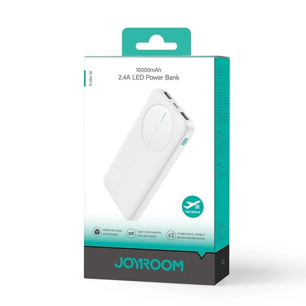 Joyroom Powerbank 10000mAh 2xUSB-A 1xUSB-C 2.4A - Hvid