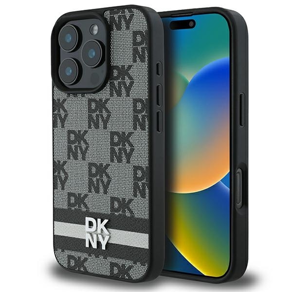 DKNY Mobilskal till iPhone 16 Pro Checkered Pattern Printed Stripes - Svart