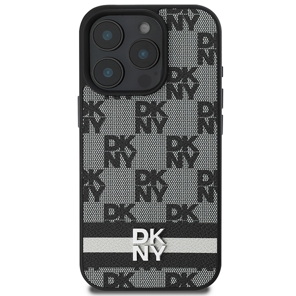 DKNY Mobilskal till iPhone 16 Pro Checkered Pattern Printed Stripes - Svart