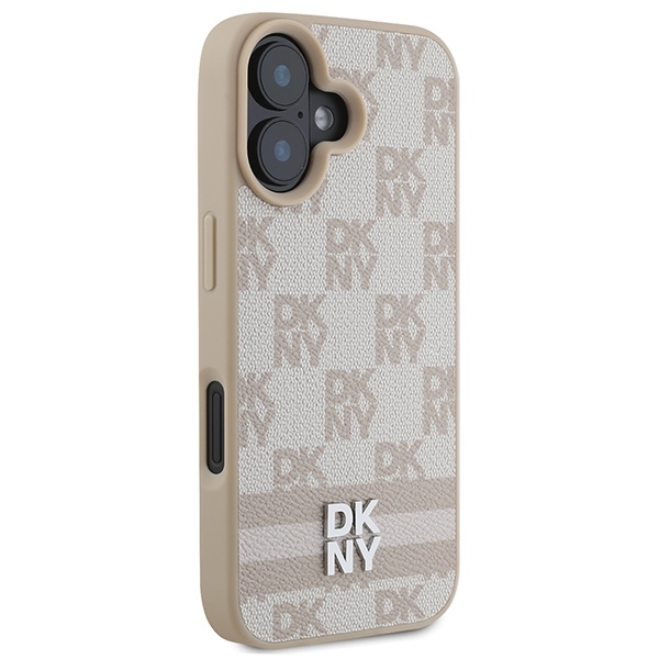 DKNY Mobilskal till iPhone 16 Checkered Pattern Printed Stripes - Rosa